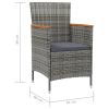 Patio Dining Chairs 2 pcs Poly Rattan Gray