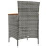 Patio Dining Chairs 2 pcs Poly Rattan Gray