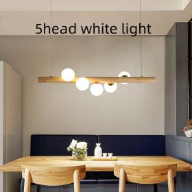 Chandelier Solid Wood Modern Minimalist Log (Option: 5head white light-G9 light source 5W-EU)