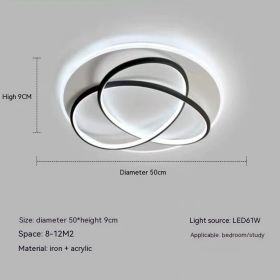 Clover LED Ceiling Lamp Nordic Living Room Modern Light Luxury Bedroom Light Warm Room Lamp (Option: 50cm Black 61W-Neutral Light 4500K)