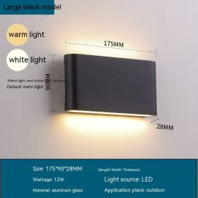 Simple LED Outdoor Waterproof Wall Lamp (Option: Black Large 12W)