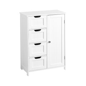 White Bathroom Storage Cabinet, Floor Cabinet with Adjustable Shelf and Drawers (Color: White)