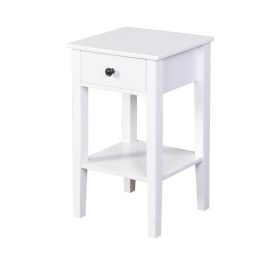 White Bathroom Floor-standing Storage Table with a Drawer (Color: White)