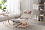 COOLMORE living room Comfortable rocking chair with Footrest/Headrest living room chair Beige