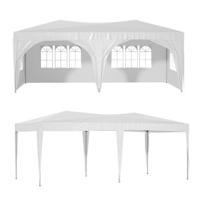 10'x20' Pop Up Canopy Tent with 6 Sidewalls, Ez Pop Up Outdoor Canopy for Parties, Waterproof Commercial Tent with 3 Adjustable Heights, Carry Bag (Color: as Pic)