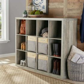 12 Cubby Mobile Tray Storage Cabinet, 3x4, Classroom Furniture (Color: Rustic Gray)