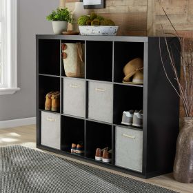 12 Cubby Mobile Tray Storage Cabinet, 3x4, Classroom Furniture (Color: Solid Black)