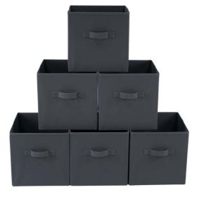 Collapsible Cube Fabric Storage Bins (10.5" x 10.5"), 6 Pack (Color: Gray Flannel)