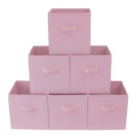 Collapsible Cube Fabric Storage Bins (10.5" x 10.5"), 6 Pack (Color: Pink)