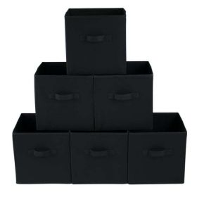 Collapsible Cube Fabric Storage Bins (10.5" x 10.5"), 6 Pack (Color: Black)