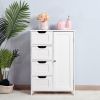 White Bathroom Storage Cabinet, Floor Cabinet with Adjustable Shelf and Drawers