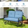 2 Seats Outdoor Swing Glider Chair with Comfortable Cushions