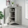 Triangle Bathroom Storage Cabinet with Adjustable Shelves;  Freestanding Floor Cabinet for Home Kitchen