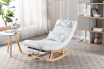 COOLMORE living room Comfortable rocking chair with Footrest/Headrest living room chair Beige