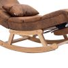 COOLMORE living room Comfortable rocking chair with Footrest/Headrest living room chair Beige