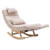 COOLMORE living room Comfortable rocking chair with Footrest/Headrest living room chair Beige