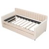 Twin Size Upholstered daybed with Drawers, Wood Slat Support,