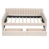 Twin Size Upholstered daybed with Drawers, Wood Slat Support,