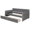 Twin Size Upholstered daybed with Drawers, Wood Slat Support,