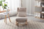 COOLMORE living room Comfortable rocking chair with Footrest/Headrest living room chair Beige