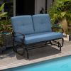 2 Seats Outdoor Swing Glider Chair with Comfortable Cushions