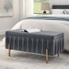 Elegant Upholstered Velvet Storage Bench with Cedar Wood Veneer, Large Storage Ottoman with Electroplate Iron Legs for Hallway Living Room Bedroom