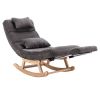 COOLMORE living room Comfortable rocking chair with Footrest/Headrest living room chair Beige