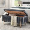 Elegant Upholstered Velvet Storage Bench with Cedar Wood Veneer, Large Storage Ottoman with Electroplate Iron Legs for Hallway Living Room Bedroom