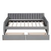 Twin Size Upholstered daybed with Drawers, Wood Slat Support,