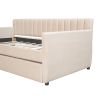 Twin Size Upholstered daybed with Drawers, Wood Slat Support,