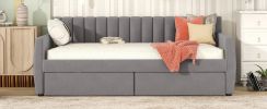 Twin Size Upholstered daybed with Drawers, Wood Slat Support,