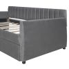 Twin Size Upholstered daybed with Drawers, Wood Slat Support,