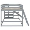 Full over Full Bunk Bed with Ladder, Slide and Shelves