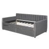 Twin Size Upholstered daybed with Drawers, Wood Slat Support,