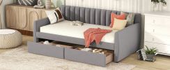 Twin Size Upholstered daybed with Drawers, Wood Slat Support,