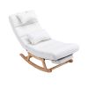 COOLMORE living room Comfortable rocking chair with Footrest/Headrest living room chair Beige