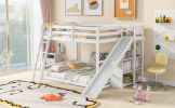 Full over Full Bunk Bed with Ladder, Slide and Shelves