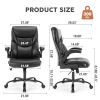 Sweetcrispy Executive Office PU Leather Desk Chair High Back Flip-Up Armrest Adjustable Ergonomic Home Office Chair