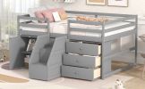 Full Size Functional Loft Bed with Cabinets and Drawers;  Hanging Clothes at the back of the Staircase