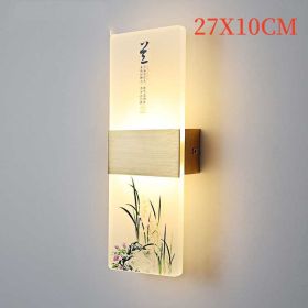 Plum, Orchid, Bamboo, Chrysanthemum LED Bedside Lamp (Option: Orchid-27x10cm-White light)