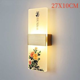 Plum, Orchid, Bamboo, Chrysanthemum LED Bedside Lamp (Option: Chrysanthemum-27x10cm-White light)